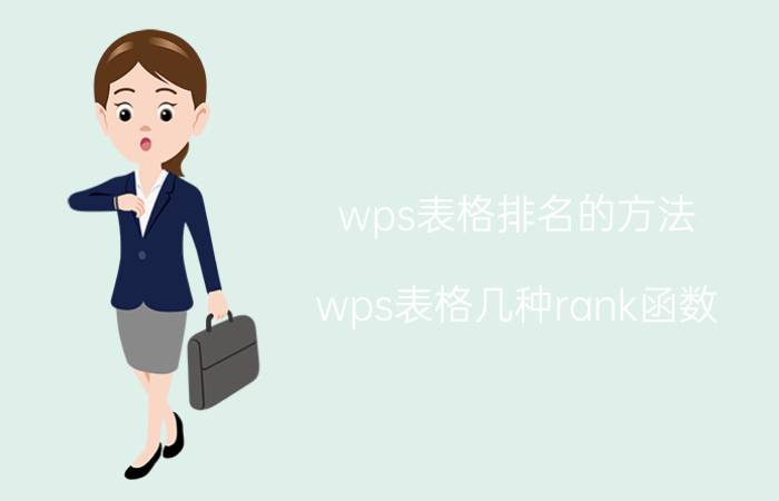 wps表格排名的方法 wps表格几种rank函数？